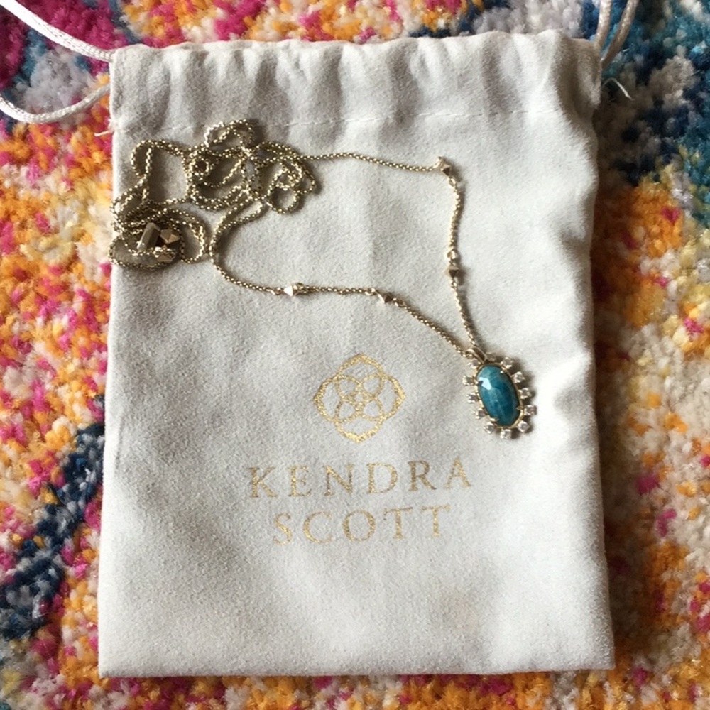 Adjustable Kendra Scott necklace - teal and gold